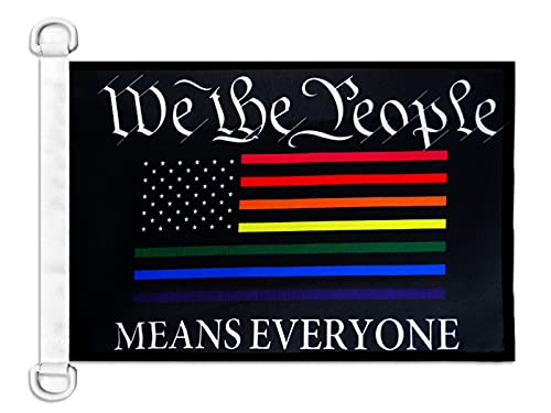 AZ FLAG We the People Rainbow Nautical Flag 18''x 12'' for Outdoor and Boat, gay LGBT american Banner Knitted Polyester Two Plastic Rings 30 x 45 cm