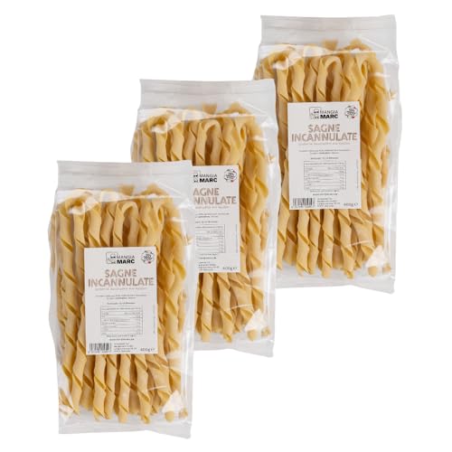 MangiaMarc Sagne Incannulate 3er Pack | handgemachte Bandnudeln | Italienische Pasta | 3x 400g...
