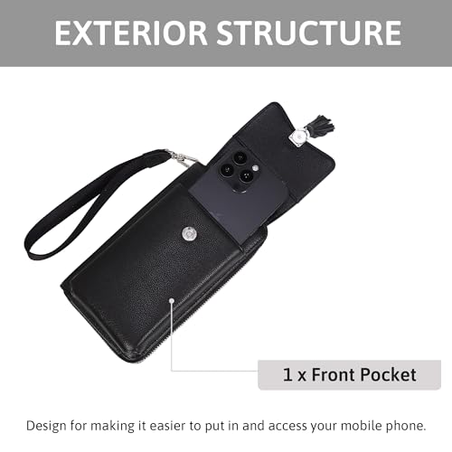 Pearl Angeli Genuine Leather Crossbody Cellphone Bag for Women RFID Blocking Small Phone Wallet Purse with Shoulder Strap4