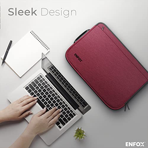 Image of ENFOX� 360� 14 Inch Protection Water Resistance Super Premium Laptop Sleeve Cover Case Slim Bag with Handle Front Pocket Unisex Portable Air Light Design (Maroon Red - WITH CHARGER COVER, 14 Inch)