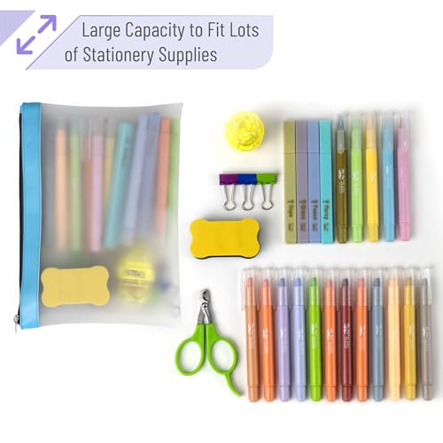 Image of Mr. Pen- Clear Pencil Pouch, 9 inch x 6.88 inch, 3 Pack, Durable TPU Material | Large Water-Resistant Pencil Bags with Smooth Zipper, Multipurpose Clear Pouch for Stationery, School, Office