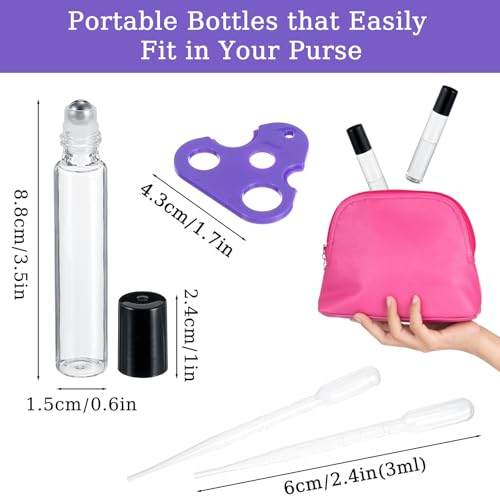 48 Pack Roller Bottles for Essential Oils, 10ml Clear Glass Roller Ball Applicator Leak Proof Empty Roll on Bottles With Lid for Travel Essential Oil2