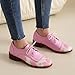 Kekonaca Women's Wingtip Oxfords Cow Print Mary Jane Lace Up Brogues Classic Chunky Low Heels Vintage Pumps Round Toe Comfortable Ladies Fashion Office Derby Dress Shoes(Pink, US Size 7.5)