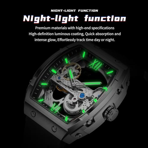 Image of OLEVS Skeleton Mechanical Watch Men Self Winding Luxury Business Dress Male Watch Wrist Watches Calendar White Watches