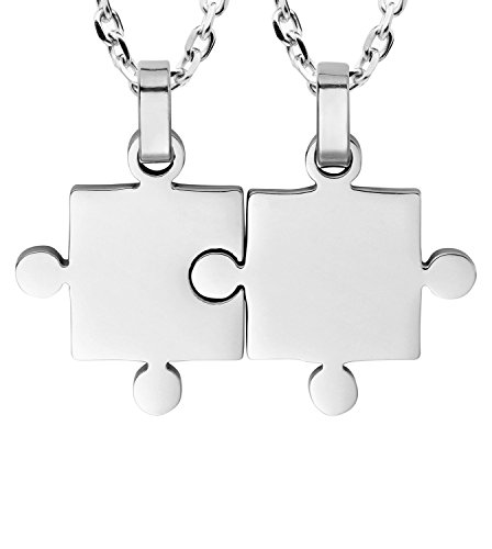 Kebaner His and Her Couple Necklace Set Puzzle Matching Best Friends BFF Friendship