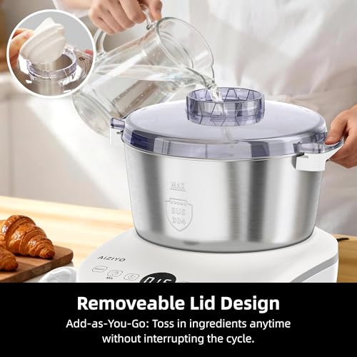 Image of AIZIYO DoughChief, 5.3QT Dough Mixer, Dough Maker with Ferment Function, 304 Stainless Steel Bowl, Removeable lid, Touch Panel Control, Electric Dough Proofing Box for Pizza & Bread