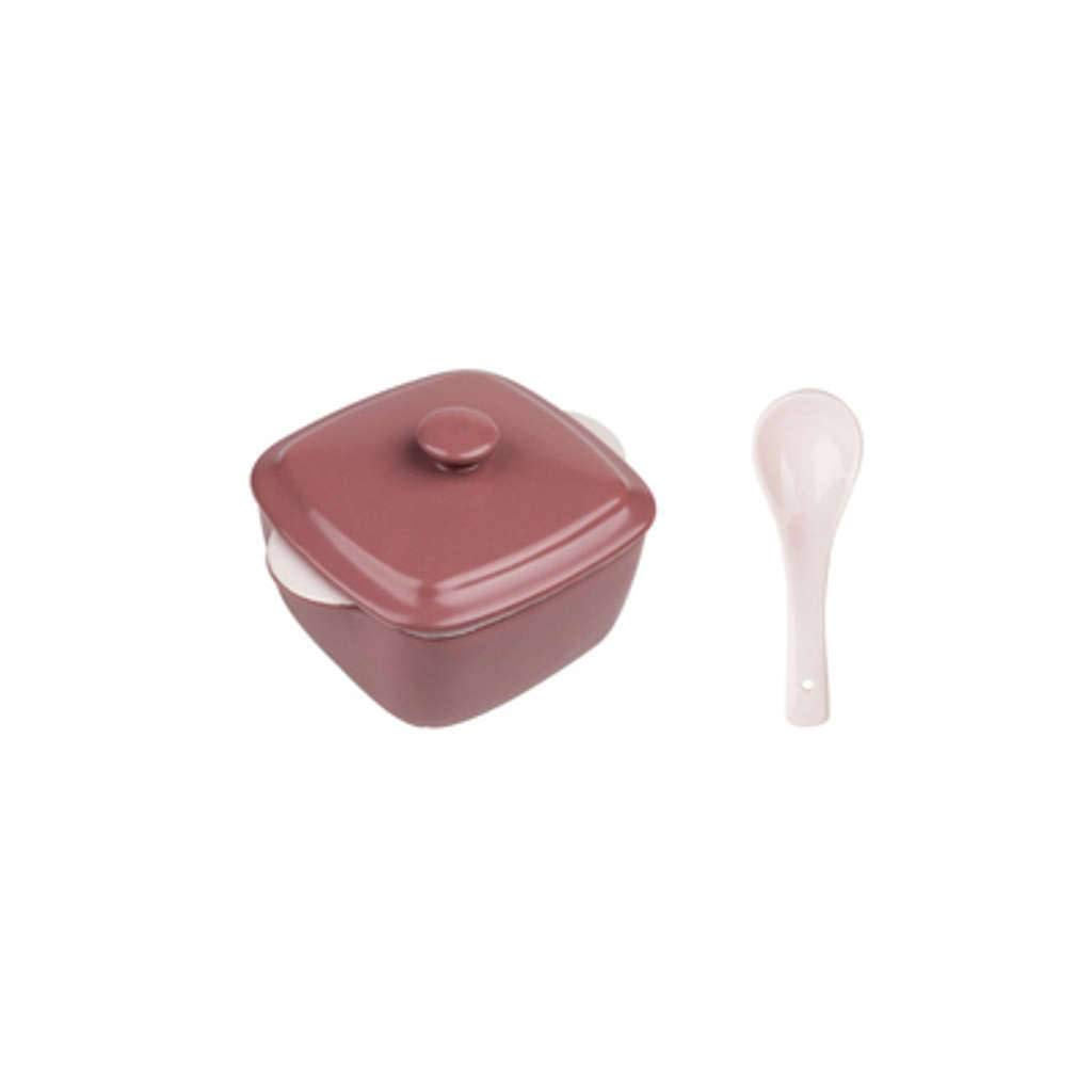 Bols à soupe en porcelaine fine de style japonais avec couvercle et cuillère