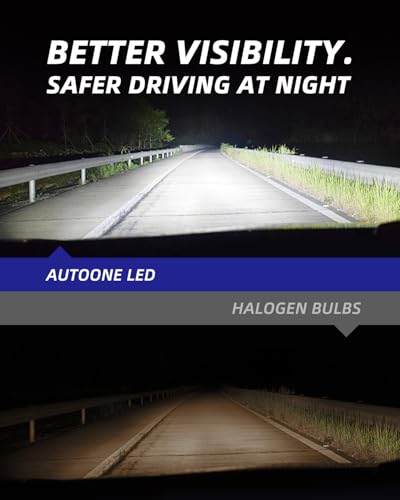 Image of AUTOONE HB5 /9007 LED Light Bulbs, OEM Size Direct Fit 900% Brighter, 6000K 10YR Lifespan, Fog Lights Replacement, Pack of 2