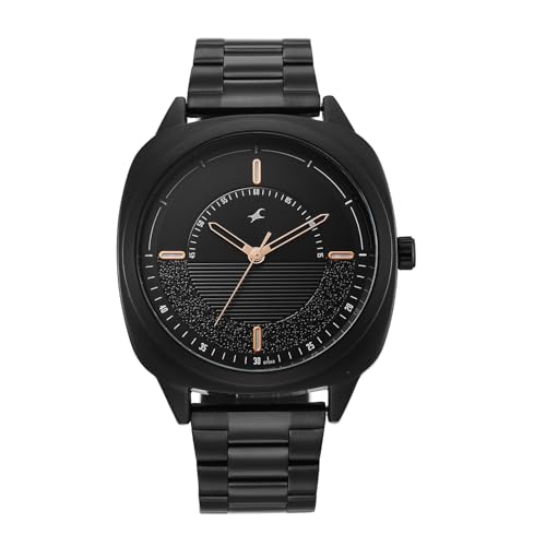 Image of Fastrack Stunners X Quartz Analog with Black Dial Black Stainless Steel Strap Watch for Men - 38161NM02