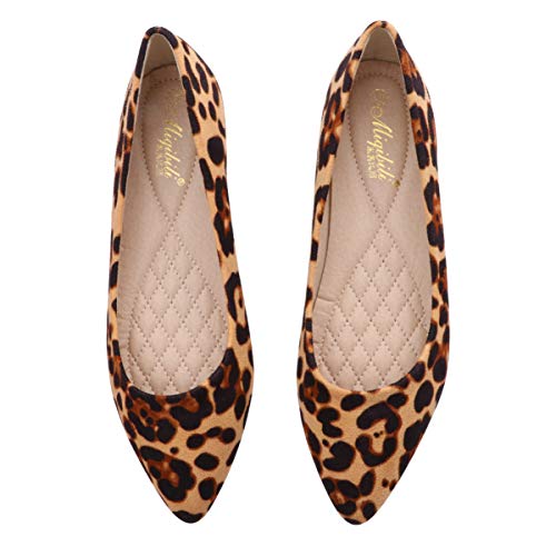 Leopard Print Ballet Flat Shoes Women Classic Pointed Low Heel Mules Comfortable Wedding Party Shoes