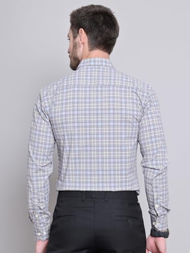 Image of Majestic Man Comfort Slim Fit Cotton Blend Checked Casual Shirt