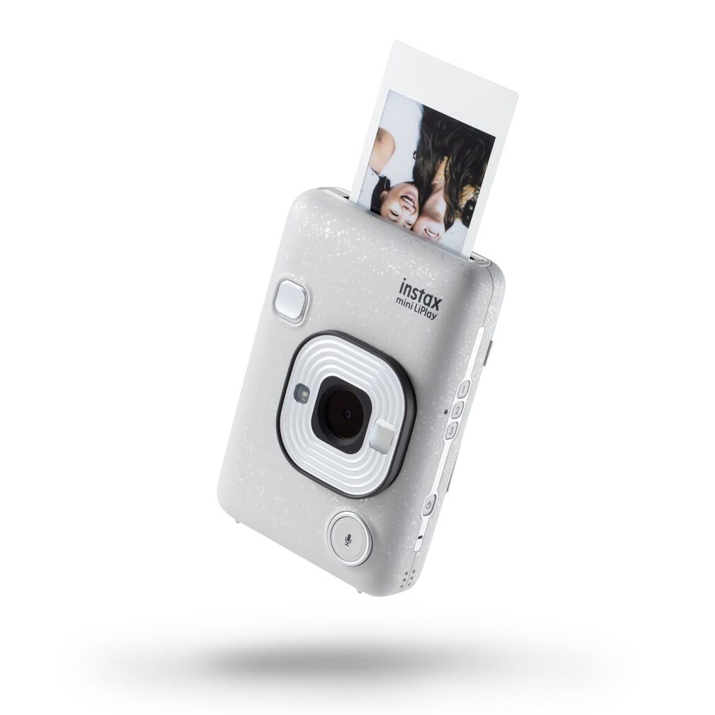 Fujifilm instax mini LiPlay Stone White - Fotocamera Ibrida Istantanea e Digitale, Registra 10” di Audio sulla Foto con la Funzione “Sound”, Remote Shooting e Bluetooth, Foto formato 62 x 46 mm
