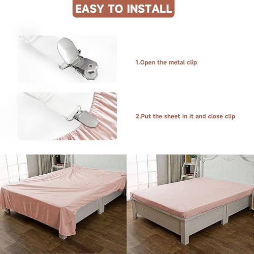 Image of Bed Sheet Straps, Upgrade Fitted Bed Sheet Holders for Corners, Non Slip Sheet Clips White 8Pcs