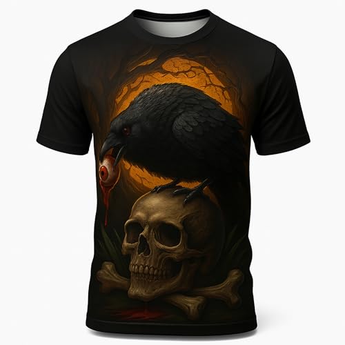 Blissboy Funny Skull Graphic T-Shirt Novelty Short Sleeve Crewneck Shirt