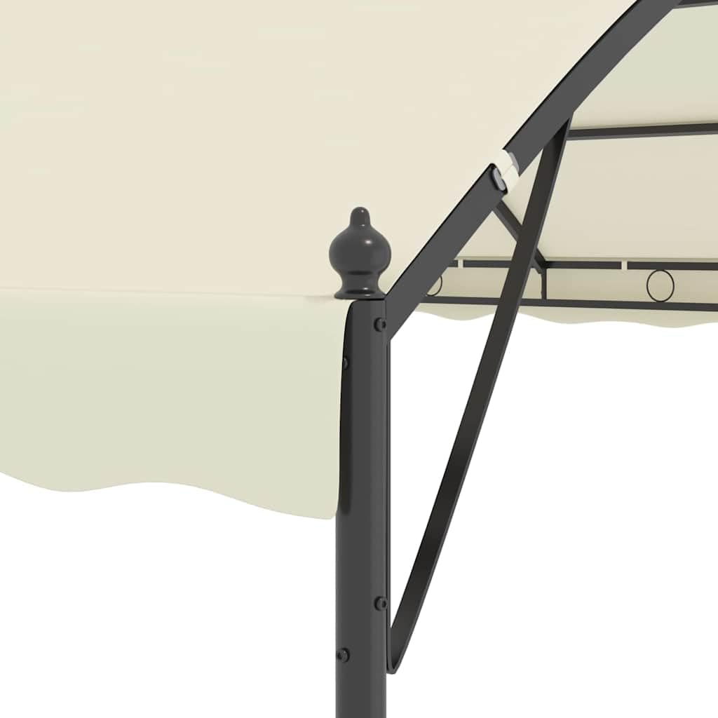 Gazebo in tessuto color crema con struttura in acciaio e tettuccio in