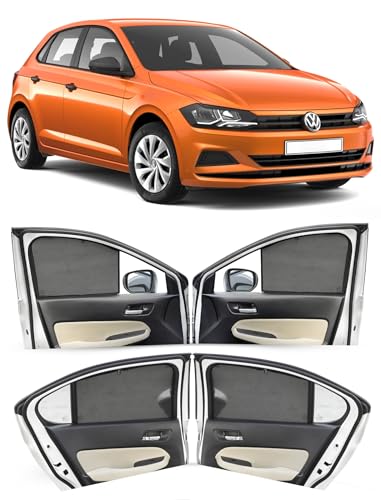 Image of Autofact Car Sunshades for Volkswagen Polo, UV Protection, Useful Car Accessories, Custom fit Sun Shades for Side Windows, Set of 4
