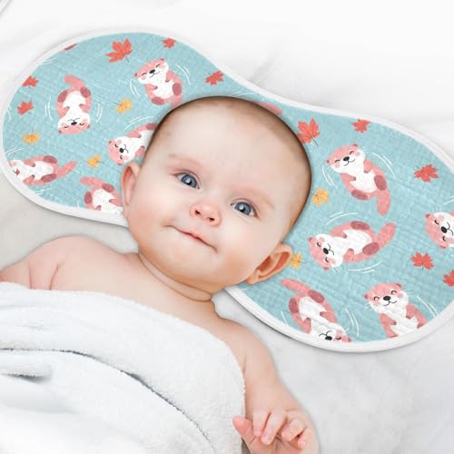 2 Pack Muslin Burp Cloths Otters Maple Cotton Baby Burp Cloths Absorbent Burping Cloth Soft Spit Up Rags for Newborn Boys Girls, Large 22" x 11"4