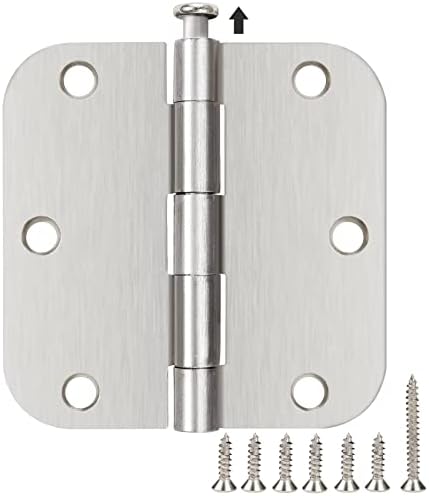 30 Pack Nickel Door Hinges Satin Nickel 3.5 x 3.5 Inch Interior 3 1/2 Inch Door Hinges Brushed Nickel Rounded 5/8" Radius Corners Iron Bifold Silver Residential Hinges for Doors Hardware Controls
