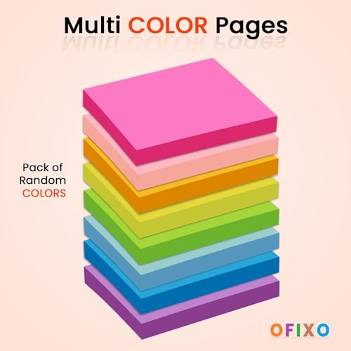 Image of OFIXO Sticky Notes, Sticky Notes Pad 3x3 Inch, Colored Sticky Notes | Sticky Notes Diary Bright Colors