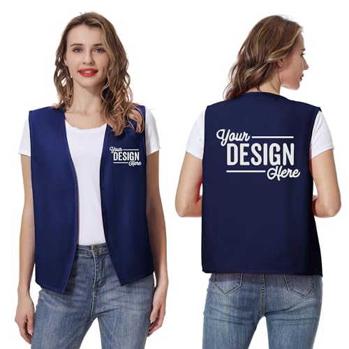 TopTie Custom Volunteer Vest No Buttons Unisex Work Vest Logo Imprint for Restaurant Supermarket Clerk Activity