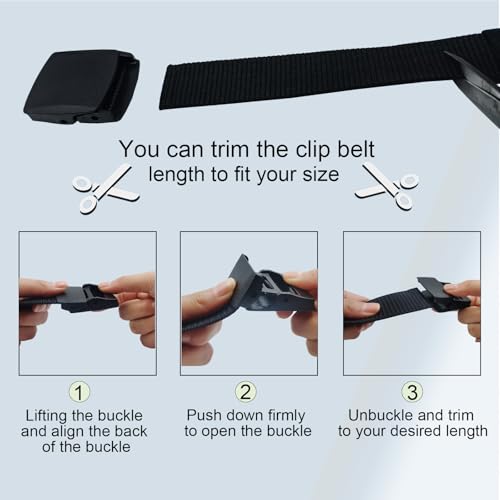 Black Belt Men,Mens Web Belt Canvas,Work belt with Plastic Buckle,Tapered Ends,Sliding Ring Buckle,Outdoors,120cm/47.24inch3