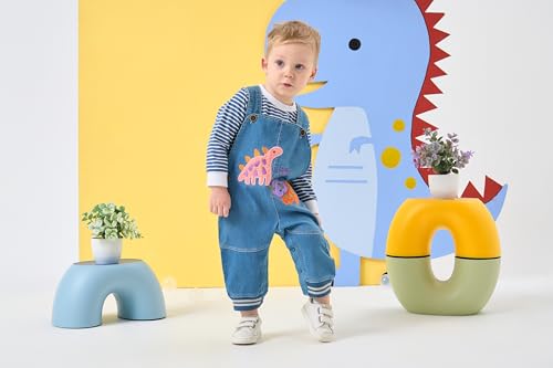 Image of Cute Baby Boy Clothes Suit Toddler Boys' Striped Long Sleeve T-Shirt+Denim Overalls Jumpsuit Pants Outfits Sets