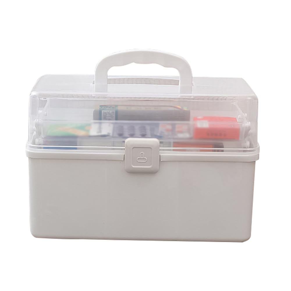 gepas 3-Tier Home Storage Box, Student Art Tool Drawing Stationery Storage Box, Multifunctional Storage Box With Compartments And Handle (White)