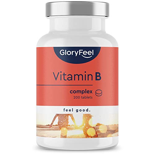 Vitamine B Complex Hoge Dosis, 200 Tabletten, Vitamine B Complex tegen Vermoeidheid & Mentale Stress, Vitaminen B1 B2 B3 B5 B6 B7 (Biotine) B9 (Foliumzuur) B12 - Getest en geproduceerd in Duitsland