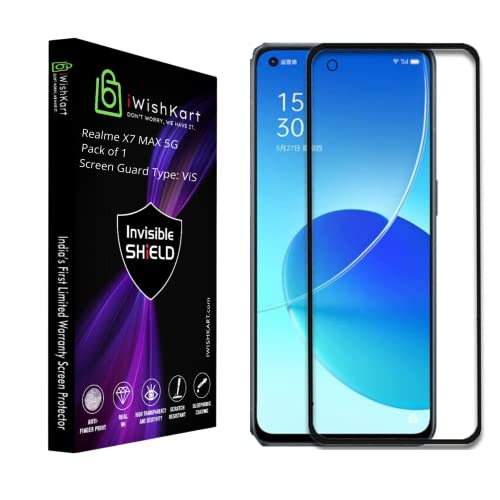 Image of ViS compatible with Realme X7 Max 5G Smartphone Tempered Glass Screen Protector Guard Full Edge To Edge 9H Full Glue Fhd With Easy Installation Kit-Pack Of 1 [With Warranty]