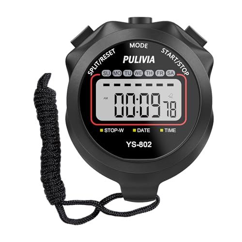 PULIVIA Sports Stopwatch Timer, Single Lap Split...