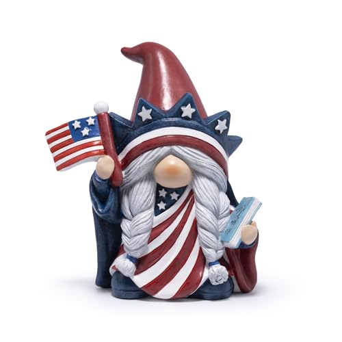 Hodao Year-Round Patriotic Gnome Decorations Patriotic Independence Day Memorial Day Labor Day Veterans Day Decor Tiered Tray Decor for Home Office Red White Blue Gnome Gifts