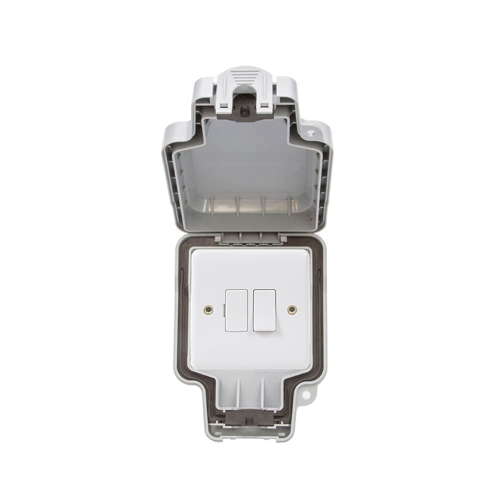 Lieber White Silk 1 Gang Ip66 Outdoor Switched Fcu Fused Spur