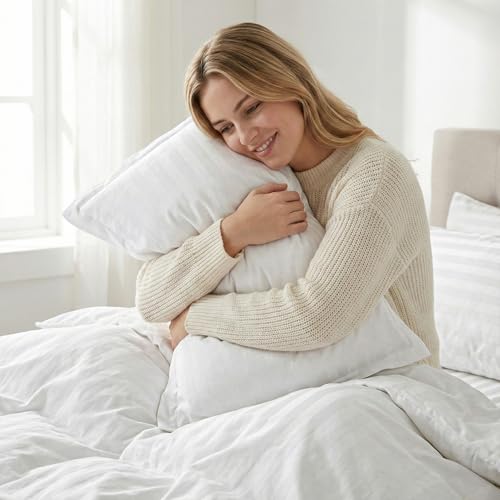 Image of LINENWALAS Cotton 300 TC Double Standard Size Pillow Cover | 2 cm Sateen Stripe Design | Cloud-Soft, Breathable & Skin-Safe | Oeko-TEX Certified Hotel-Style Bedding (20x30 inch, Set of 2, White)