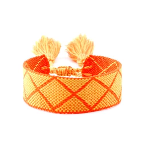 1 braccialetto dell'amicizia in tessuto bohémien, larghezza 2,5 cm, regolabile, con ricamo, braccialetto colorato dell'amicizia con nappa,...