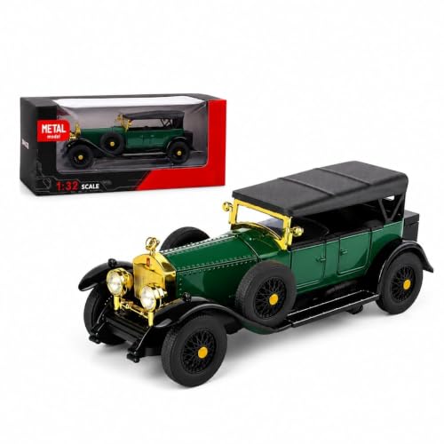 Image of Vintage Classic Die Cast Car Model 1:32 Scale, Metal Antique Toy Car with Openable Doors, Collectible Retro Vehicle for Kids & Collectors, Green