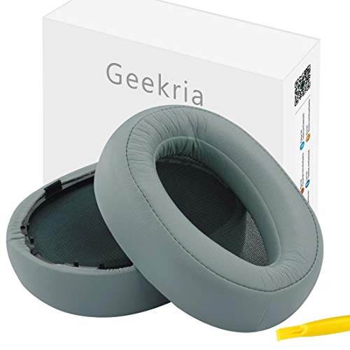 Geekria Cuscinetti auricolari di ricambio per cuffie Sony MDR-100A, MDR-100AAP, MDR-H600A, parti di riparazione (verde grigiastro)