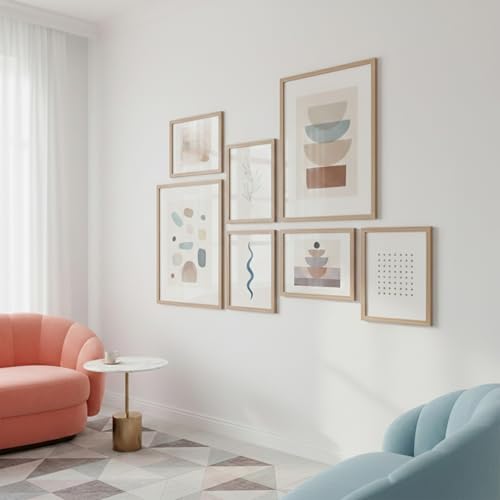 Image of HOTHOUSE Photo Frame For Wall decoration | Wooden Frames For living room Office | Aesthetic Frames For Wall Decor Gifts | Photo frame for Home Decor Bedroom | Set of 7 (BROWN, Combo-2)