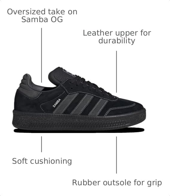Image of Adidas Samba XLG - Men's (IH2219, Core Black /Carbon /Carbon) Size 10.5