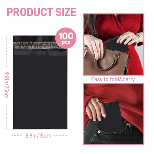 Image of Sanitary Napkin Disposal Bags FARVIGOR, 100Pcs Women Feminine Hygiene Disposal Bags for Tampons and Pads, Personal Disposal Bag Self-Sealing, Privacy Protection, 9.8x5.9 inch(Black)