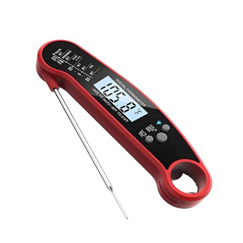 Thermometre De Cuisine, Termometre Cuison, Précision ±0,5°c, Thermometre Viande, Lecture Instantanée En 0,8s, Avec écran Lcd Et Calibration, 110mm Pliable...