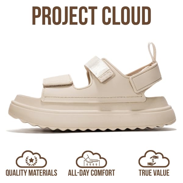 Project Cloud Platform Sandals for Women 2025 – Memory Foam Insole, Lightweight & Slip-Resistant Womens Sandals – Stylish, Beach-Ready Waterproof Women Footwear (Goldie)3