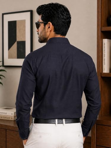 Image of Pinkmint Mens Cotton Regular Fit Long Sleeve Button Down Shirt for Men Collared Casual Formal Soild Shirt
