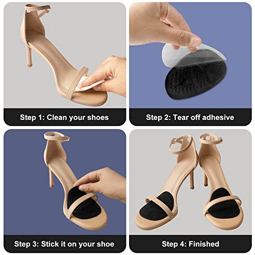 Image of SIIHEA Metatarsal Pads Ball of Foot Cushions, Heel Inserts for Women, Foot Pain High Heel Comfort Shoe Filler, Heel Pads Grips for Shoe Too Big, Loose Shoes, Blisters (2PairsBlack)