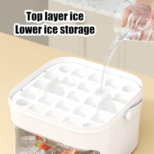 Molde de hielo doble capa con tapa 25 cubos blanco miniatura 3