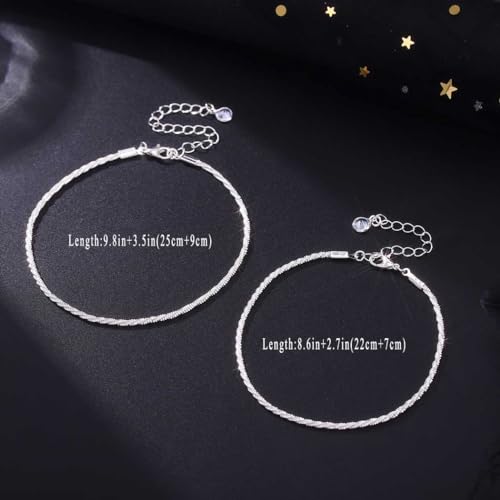 Image of Yalice 925 Sterling Silver Ankle Bracelets for Women Dainty 14K Gold Plated Anklets Set Shiny Waterproof Ankle Chain Cross Beach Foot Jewelry Gifts