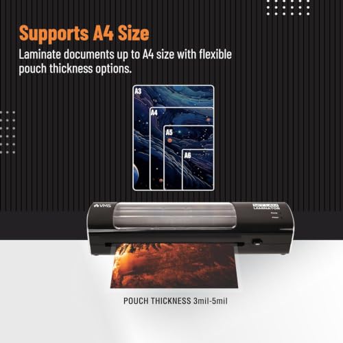 Image of VMS Skylam A4 Lamination Machine | Hot Lamination | 3-5 Min Warm-Up | Transparent Window | Jam Release Button | Photos, ID Cards, Documents & Certificates