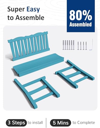 Image of Outdoor Bench Set of 2, Weatherproof Garden Benches for Outdoors, All Weather HIPS Patio Bench Holds up to 800lbs, Never Rot or Fade, Comfort Bench for Porch Garden Patio Yard and Park