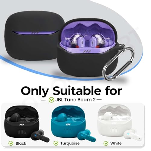 Image of Soft Silicone Case Cover Compatible for JBL Tune Beam 2 with Hygiene Kit (Black)
