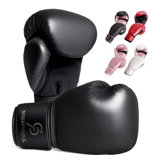 SAEEPABUL Boxing Gloves for Men & Women, Beginner Kickboxing, Black, 10oz