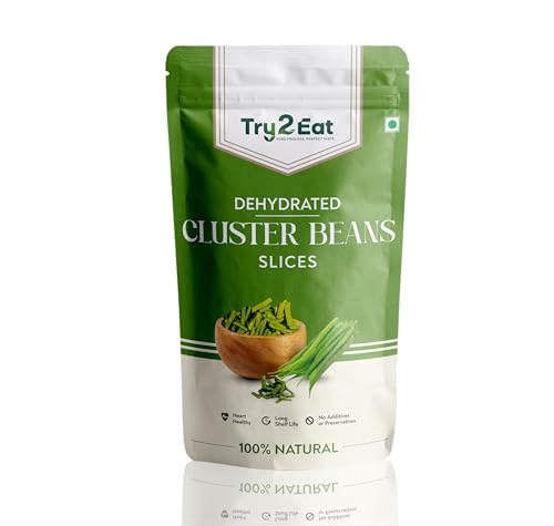 TRY2EAT Cluster Beans Slice POUCH 50g Healthy Dehydrated Snack, Crispy & Natural, Rich in Fiber & Vitamins, Gluten-Free, Vegan-Friendly, Low-Calorie, Tasty, for Kids, Adults, Travel, Office, School